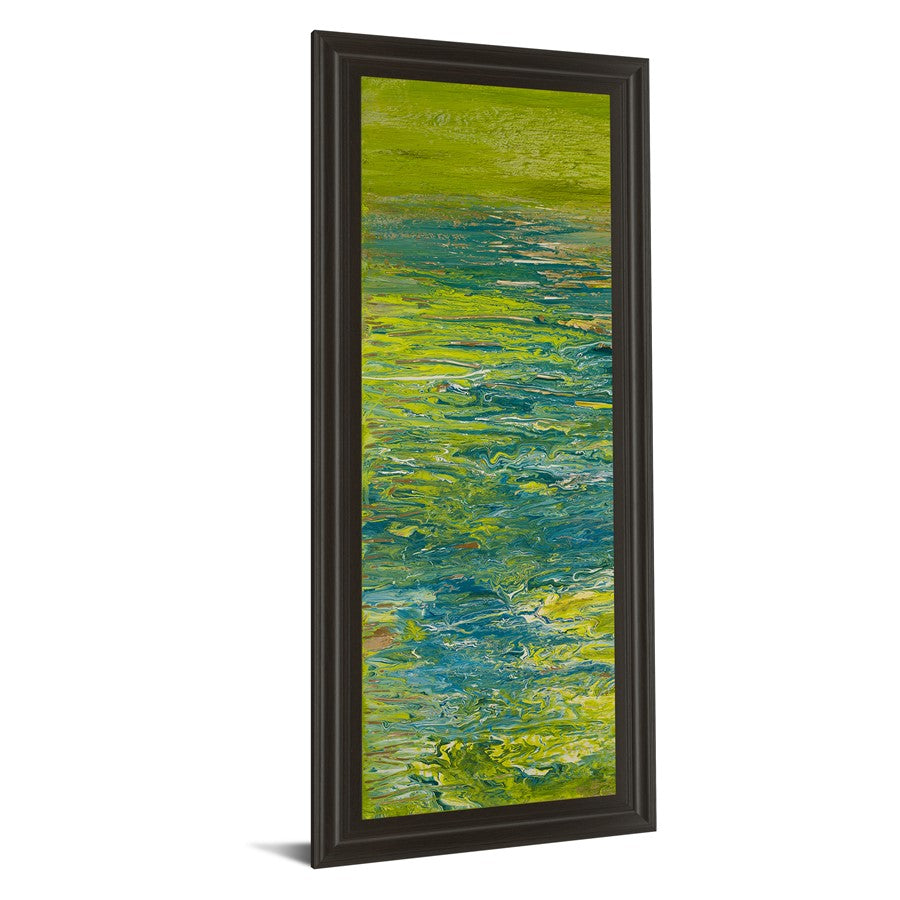 Classy Living Lakeside Flow 18x42in Wall Art | Contemporary Abstract Mixed Media on Paper, Dark Chocolate MDF Frame | Living Room & Office | Model 1458