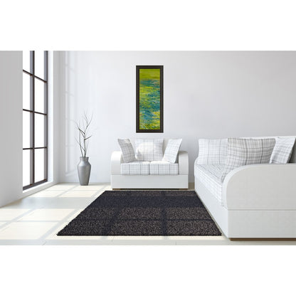 Classy Living Lakeside Flow 18x42in Wall Art | Contemporary Abstract Mixed Media on Paper, Dark Chocolate MDF Frame | Living Room & Office | Model 1458