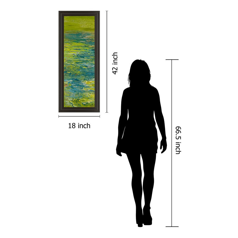 Classy Living Lakeside Flow 18x42in Wall Art | Contemporary Abstract Mixed Media on Paper, Dark Chocolate MDF Frame | Living Room & Office | Model 1458
