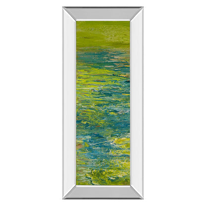 Classy Living Lakeside Flow 18x42in Vertical Wall Art | Contemporary Abstract Mixed Media on Paper with Mirrored Frame | Living Room & | Model 1458MF