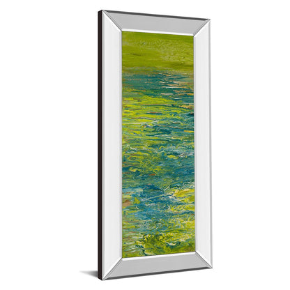 Classy Living Lakeside Flow 18x42in Vertical Wall Art | Contemporary Abstract Mixed Media on Paper with Mirrored Frame | Living Room & | Model 1458MF