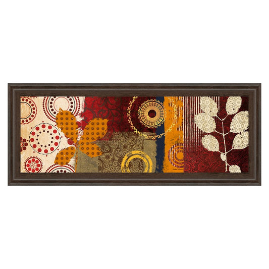 Classy Living Retro Botanical Burst Wall Art 42x18in | Contemporary Cinnamon Mocha Framed Print | Living Room & Office Decor | 42 x 18 x 1 in | Model 1460