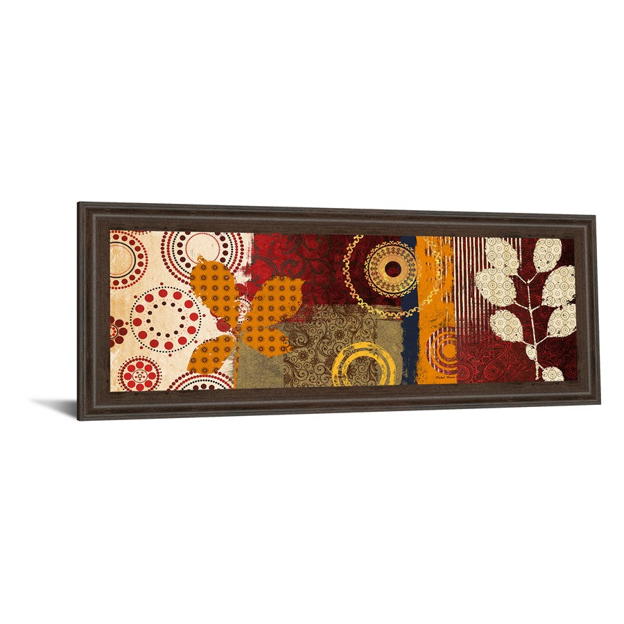 Classy Living Retro Botanical Burst Wall Art 42x18in | Contemporary Cinnamon Mocha Framed Print | Living Room & Office Decor | 42 x 18 x 1 in | Model 1460