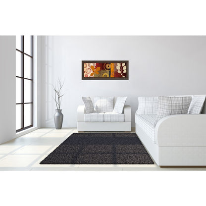 Classy Living Retro Botanical Burst Wall Art 42x18in | Contemporary Cinnamon Mocha Framed Print | Living Room & Office Decor | 42 x 18 x 1 in | Model 1460