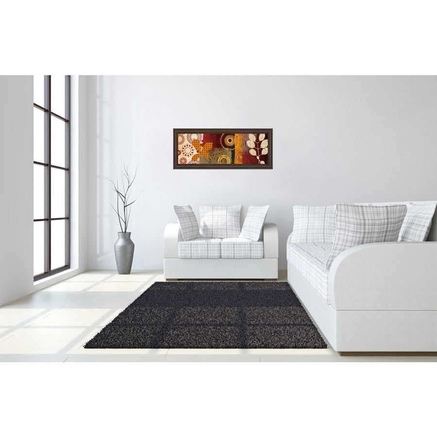 Classy Living Retro Botanical Burst Wall Art 42x18in | Contemporary Cinnamon Mocha Framed Print | Living Room & Office Decor | 42 x 18 x 1 in | Model 1460