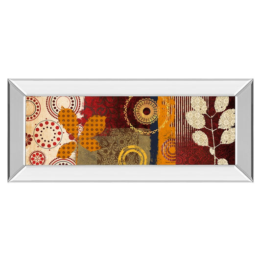 Classy Living Retro Botanical Burst Wall Art 42x18in | Contemporary Multicolor Paper Art with Mirrored Frame | Living Room & Office Accent | Model 1460MF
