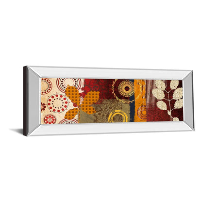 Classy Living Retro Botanical Burst Wall Art 42x18in | Contemporary Multicolor Paper Art with Mirrored Frame | Living Room & Office Accent | Model 1460MF