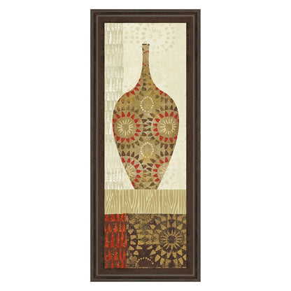 Classy Living Spice Vessel Pattern Wall Art 18x42in | Contemporary Paper Art in Cinnamon Mocha MDF Frame | Living Room & Dining Room Vertical | Model 1463