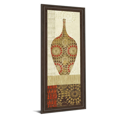Classy Living Spice Vessel Pattern Wall Art 18x42in | Contemporary Paper Art in Cinnamon Mocha MDF Frame | Living Room & Dining Room Vertical | Model 1463