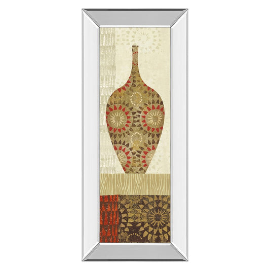 Classy Living Spice Vessel Pattern 18x42in Rectangular Wall Art | Contemporary Mirrored Frame | Living Room & Dining Room Decor | 18 x 42 x | Model 1463MF