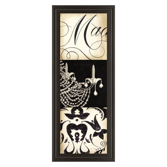 Classy Living Chandelier Elegance 18x42in Wall Art | Contemporary Dark Chocolate MDF Frame and Paper Print | Living Room & Bedroom Statement | Model 1464