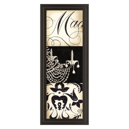 Classy Living Chandelier Elegance 18x42in Wall Art | Contemporary Dark Chocolate MDF Frame and Paper Print | Living Room & Bedroom Statement | Model 1464