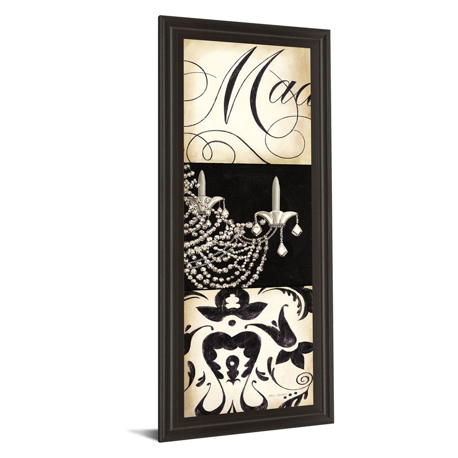 Classy Living Chandelier Elegance 18x42in Wall Art | Contemporary Dark Chocolate MDF Frame and Paper Print | Living Room & Bedroom Statement | Model 1464