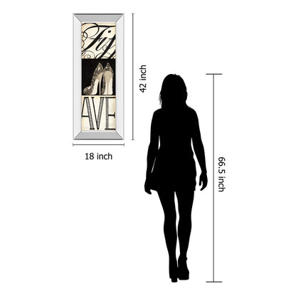 Classy Living Fifth And Madison 18x42in Wall Art | Contemporary Mirrored Frame with Graphic Art | Living Room & Bedroom Statement Decor | 3 | Model 1465MF
