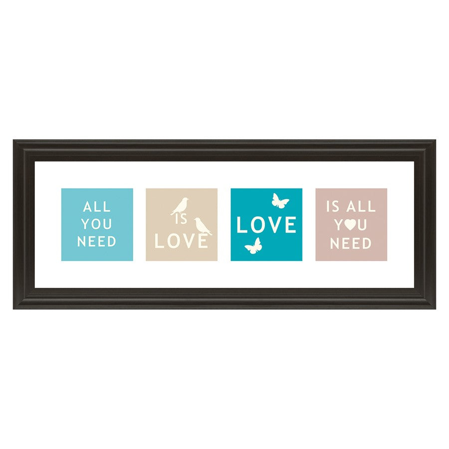 Classy Living Kindness Blocks 42x18in Wall Art | Contemporary Multicolor Paper on MDF in Dark Chocolate Frame | Living Room & Office | Model 1478