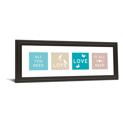 Classy Living Kindness Blocks 42x18in Wall Art | Contemporary Multicolor Paper on MDF in Dark Chocolate Frame | Living Room & Office | Model 1478