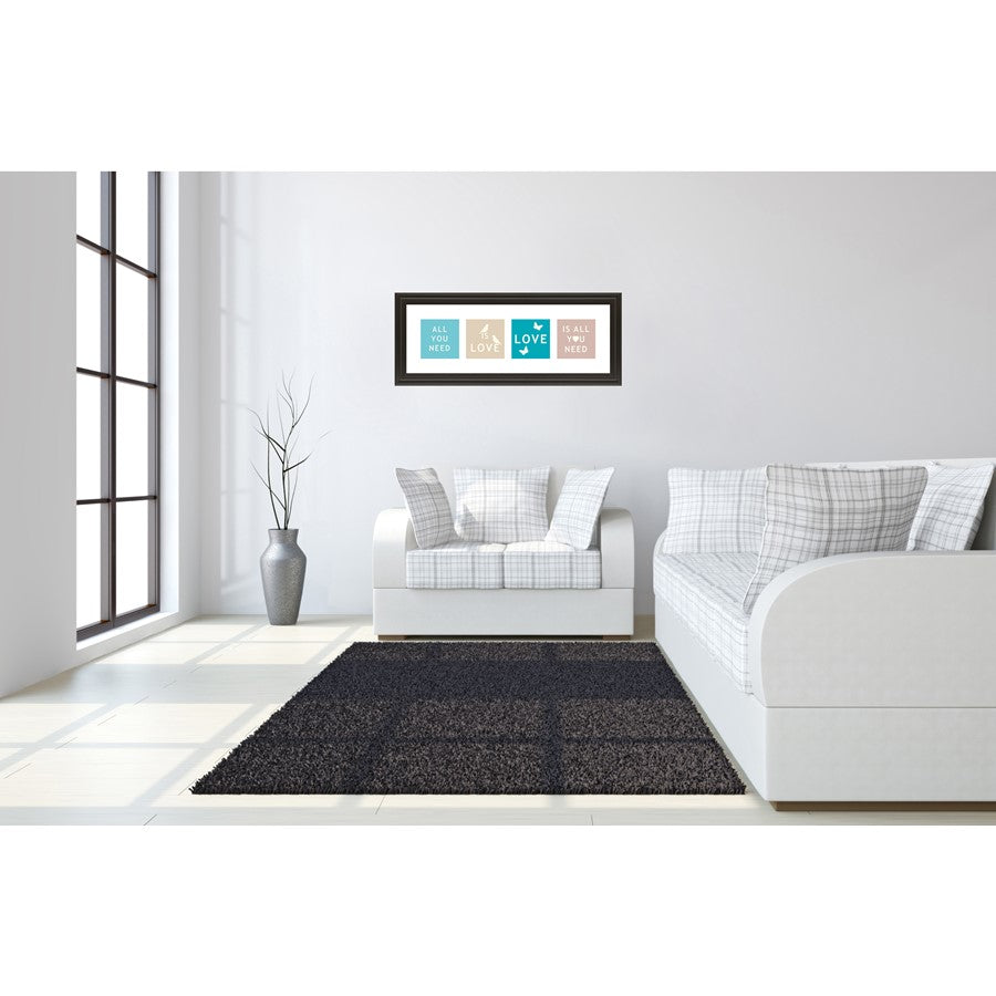 Classy Living Kindness Blocks 42x18in Wall Art | Contemporary Multicolor Paper on MDF in Dark Chocolate Frame | Living Room & Office | Model 1478