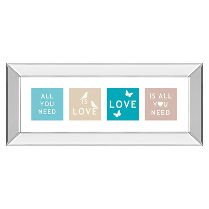 Classy Living Kindness Blocks Wall Art 42x18in | Contemporary Multicolor Pastel on Mirrored Frame | Living Room & Bedroom Inspirational | Model 1478MF
