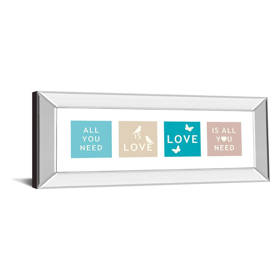 Classy Living Kindness Blocks Wall Art 42x18in | Contemporary Multicolor Pastel on Mirrored Frame | Living Room & Bedroom Inspirational | Model 1478MF