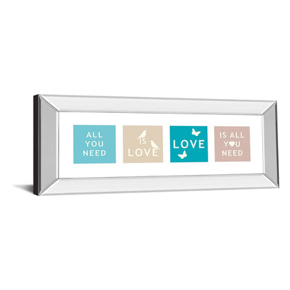 Classy Living Kindness Blocks Wall Art 42x18in | Contemporary Multicolor Pastel on Mirrored Frame | Living Room & Bedroom Inspirational | Model 1478MF