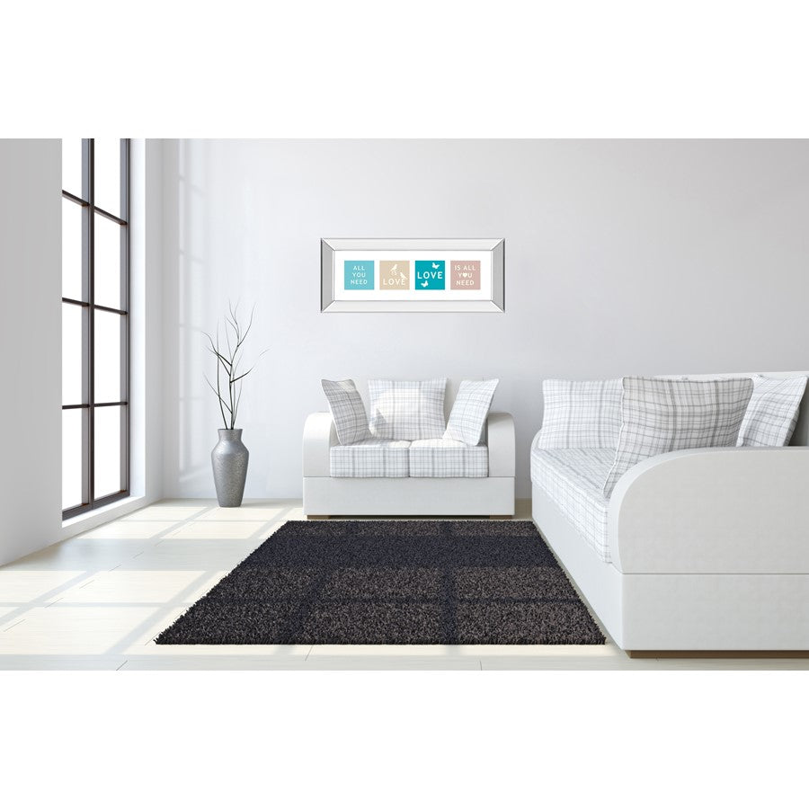 Classy Living Kindness Blocks Wall Art 42x18in | Contemporary Multicolor Pastel on Mirrored Frame | Living Room & Bedroom Inspirational | Model 1478MF