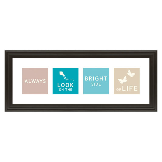 Classy Living Kindness Reminder 42x18in Wall Art | Contemporary Multicolor Paper on MDF in Dark Chocolate Frame | Living Room & Office | Model 1479