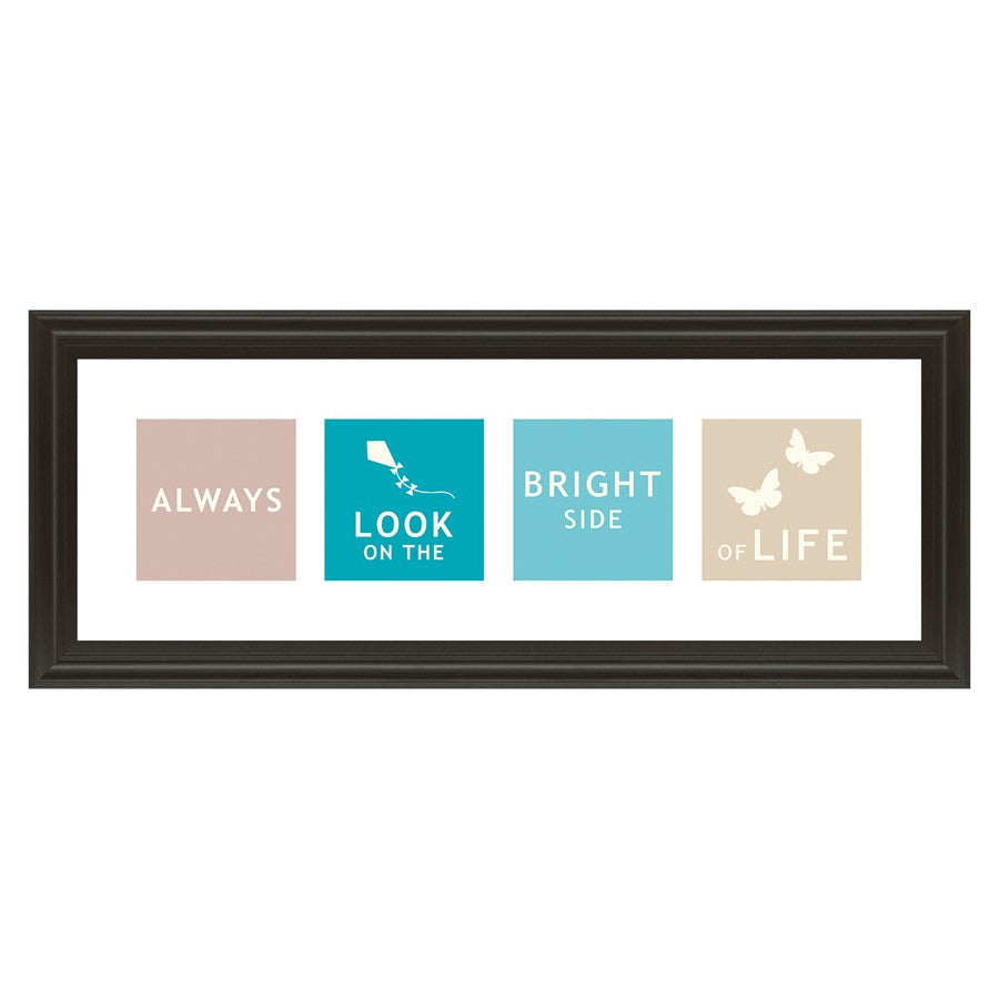 Classy Living Kindness Reminder 42x18in Wall Art | Contemporary Multicolor Paper on MDF in Dark Chocolate Frame | Living Room & Office | Model 1479