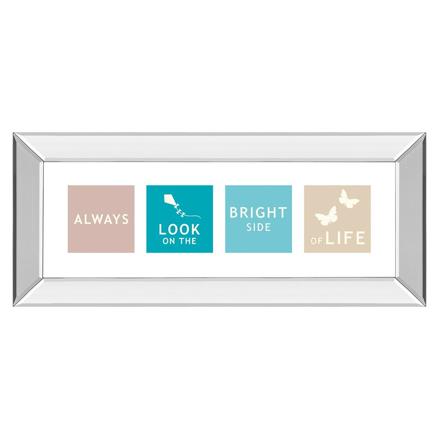 Classy Living Kindness Reminder Wall Art 42x18in | Contemporary Mirrored Frame with Pastel Squares | Living Room & Office Inspirational | Model 1479MF
