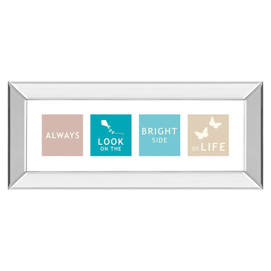 Classy Living Kindness Reminder Wall Art 42x18in | Contemporary Mirrored Frame with Pastel Squares | Living Room & Office Inspirational | Model 1479MF