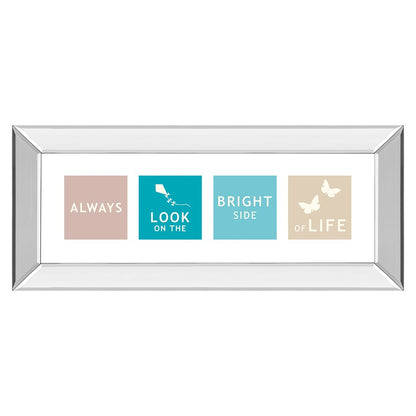 Classy Living Kindness Reminder Wall Art 42x18in | Contemporary Mirrored Frame with Pastel Squares | Living Room & Office Inspirational | Model 1479MF
