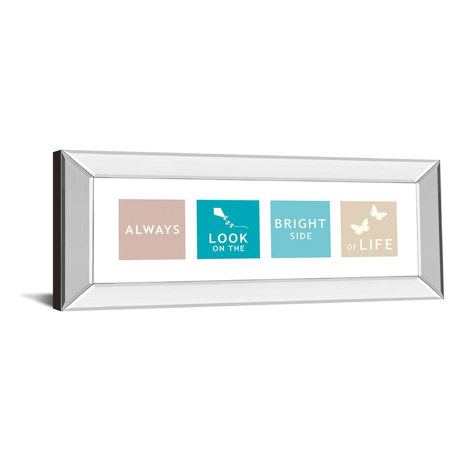 Classy Living Kindness Reminder Wall Art 42x18in | Contemporary Mirrored Frame with Pastel Squares | Living Room & Office Inspirational | Model 1479MF