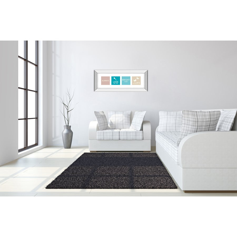 Classy Living Kindness Reminder Wall Art 42x18in | Contemporary Mirrored Frame with Pastel Squares | Living Room & Office Inspirational | Model 1479MF