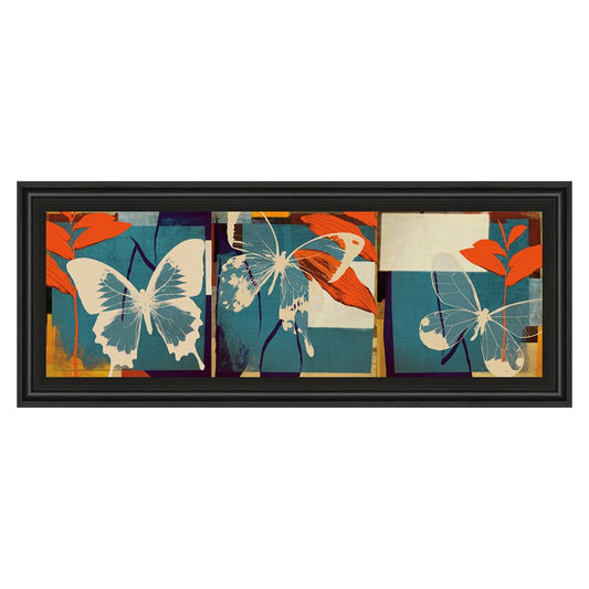 Classy Living Butterfly Trio 42in Wall Art | Contemporary Multicolor Paper on MDF Frame | Living Room & Bedroom Decor | 42 x 18 x 1 in | Model 1480