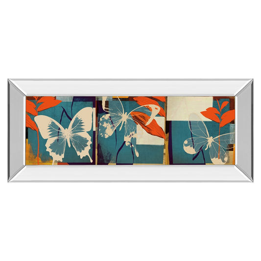Classy Living Butterfly Trio 42in Wide Wall Art | Contemporary Multicolor Paper with Mirrored Frame | Living Room & Bedroom Decor | 42 x 18 | Model 1480MF