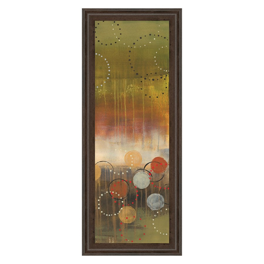 Classy Living Geometric Circles Wall Art 18x42in | Contemporary Multicolor Paper on MDF in Cinnamon Mocha Frame | Living Room & Office Wall | Model 1494