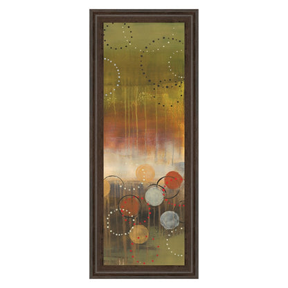 Classy Living Geometric Circles Wall Art 18x42in | Contemporary Multicolor Paper on MDF in Cinnamon Mocha Frame | Living Room & Office Wall | Model 1494