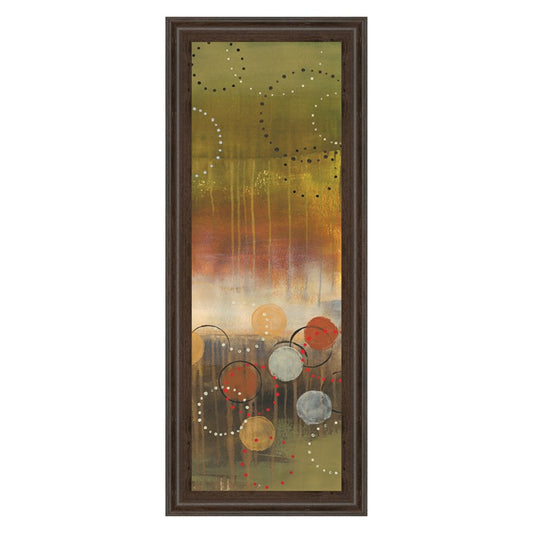 Classy Living Geometric Circles Wall Art 18x42in | Contemporary Multicolor Paper on MDF in Cinnamon Mocha Frame | Living Room & Office Wall | Model 1494
