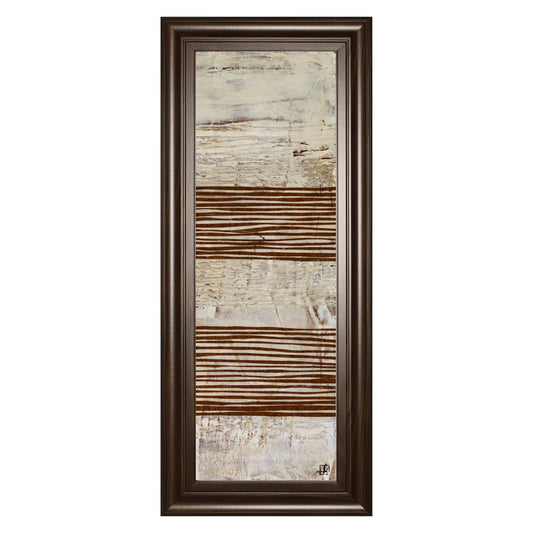 Classy Living White Stripes II Wall Art 18x42in | Contemporary Abstract on Paper with Dark Chocolate MDF Frame | Living Room & Office Decor | Model 1499