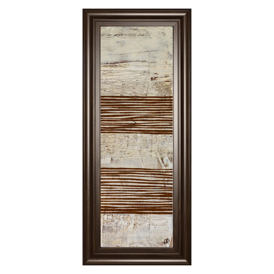 Classy Living White Stripes II Wall Art 18x42in | Contemporary Abstract on Paper with Dark Chocolate MDF Frame | Living Room & Office Decor | Model 1499