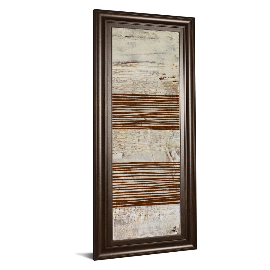 Classy Living White Stripes II Wall Art 18x42in | Contemporary Abstract on Paper with Dark Chocolate MDF Frame | Living Room & Office Decor | Model 1499