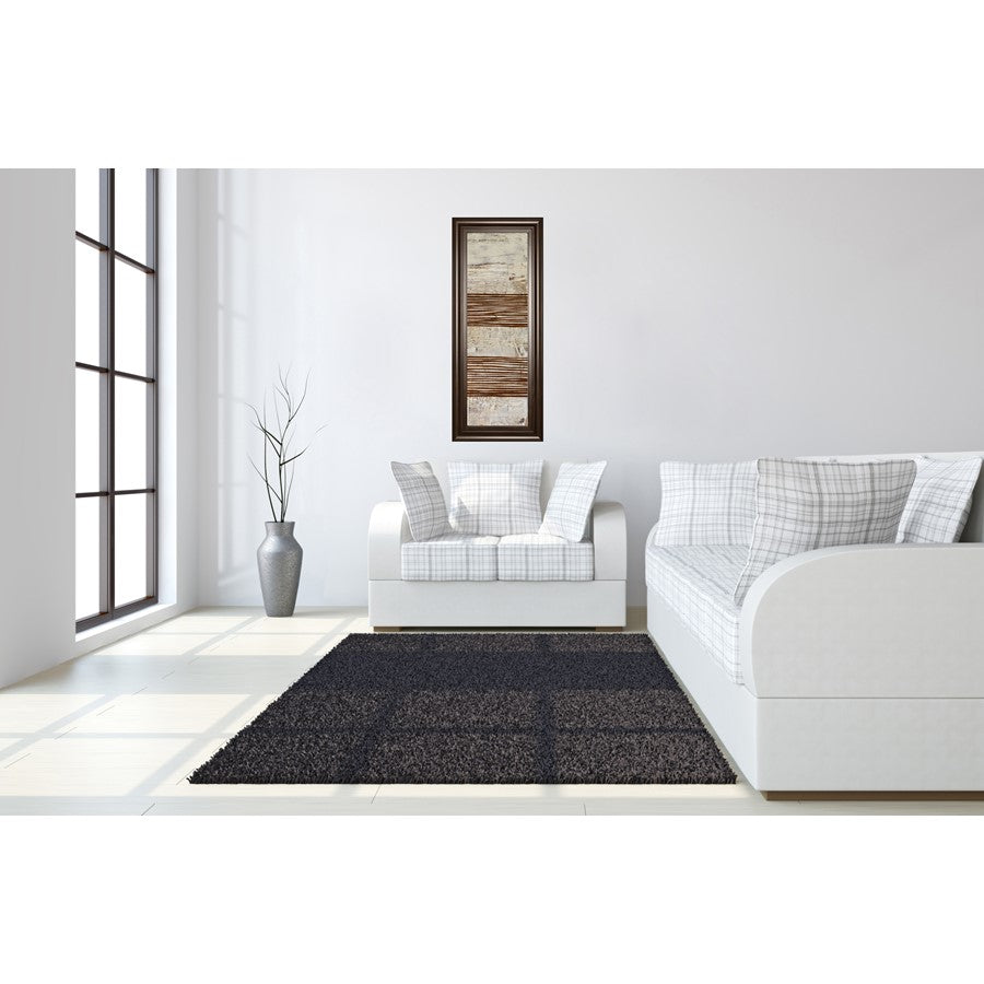 Classy Living White Stripes II Wall Art 18x42in | Contemporary Abstract on Paper with Dark Chocolate MDF Frame | Living Room & Office Decor | Model 1499