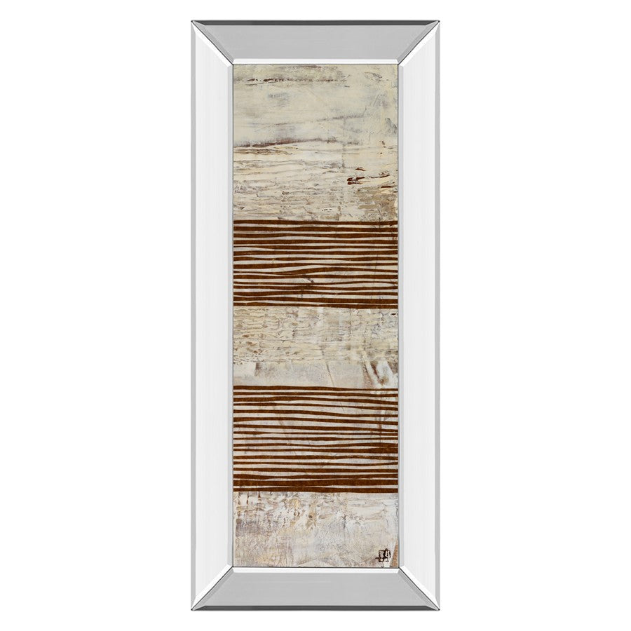 Classy Living White Stripes II 18x42in Vertical Wall Art | Contemporary Abstract Cream and Dark Chocolate on Paper | Living Room & Office | Model 1499MF