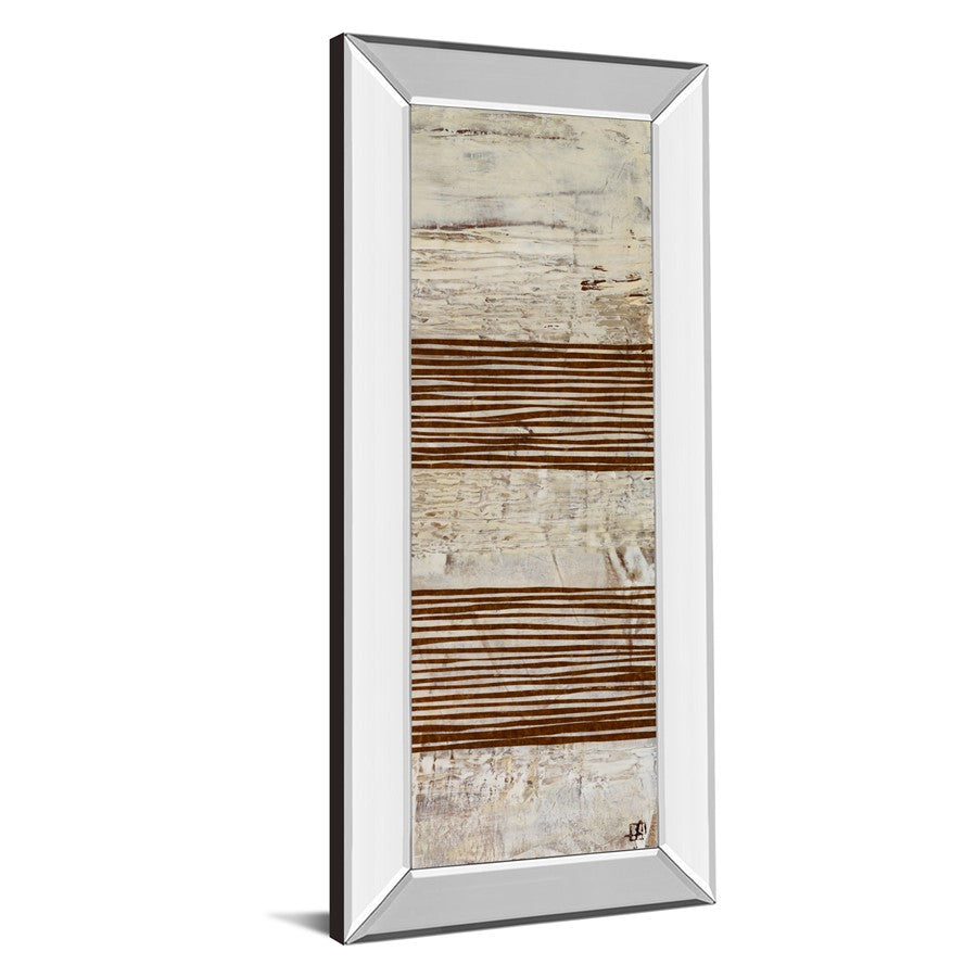 Classy Living White Stripes II 18x42in Vertical Wall Art | Contemporary Abstract Cream and Dark Chocolate on Paper | Living Room & Office | Model 1499MF