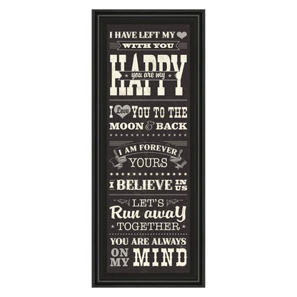 Classy Living Heartfelt Message Wall Art 18x42in | Art Deco Midnight Aura MDF Frame with Glass | Bedroom & Living Room Inspirational Decor | Model 1500