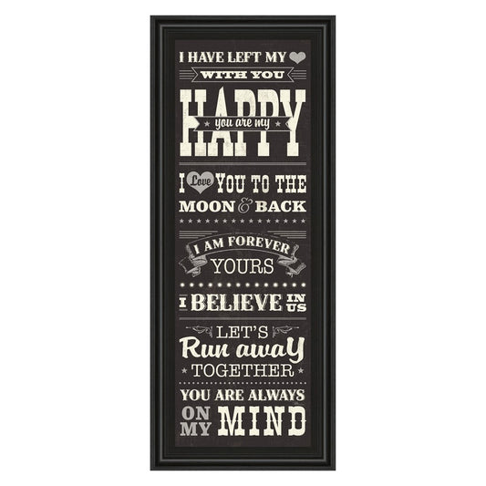 Classy Living Heartfelt Message Wall Art 18x42in | Art Deco Midnight Aura MDF Frame with Glass | Bedroom & Living Room Inspirational Decor | Model 1500