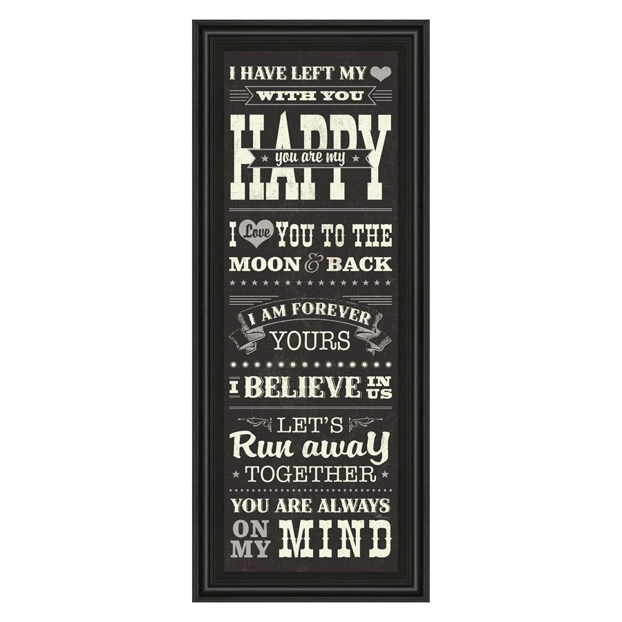Classy Living Heartfelt Message Wall Art 18x42in | Art Deco Midnight Aura MDF Frame with Glass | Bedroom & Living Room Inspirational Decor | Model 1500