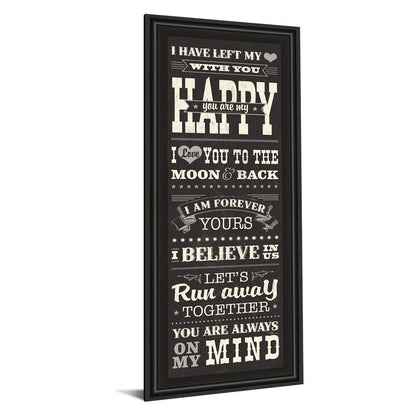 Classy Living Heartfelt Message Wall Art 18x42in | Art Deco Midnight Aura MDF Frame with Glass | Bedroom & Living Room Inspirational Decor | Model 1500