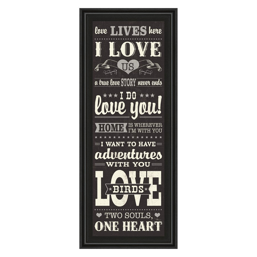 Classy Living Love Story 18x42in Wall Art | Art Deco Midnight Aura MDF Frame | Bedroom & Living Room Typographic Decor | 1 x 18 x 42 in | Model 1501