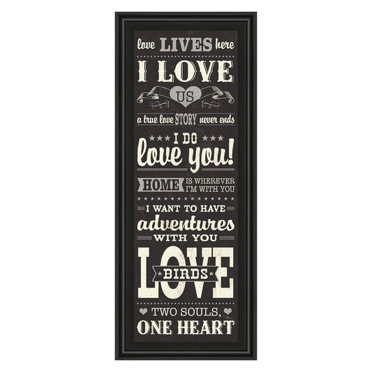 Classy Living Love Story 18x42in Wall Art | Art Deco Midnight Aura MDF Frame | Bedroom & Living Room Typographic Decor | 1 x 18 x 42 in | Model 1501