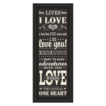 Classy Living Love Story 18x42in Wall Art | Art Deco Midnight Aura MDF Frame | Bedroom & Living Room Typographic Decor | 1 x 18 x 42 in | Model 1501